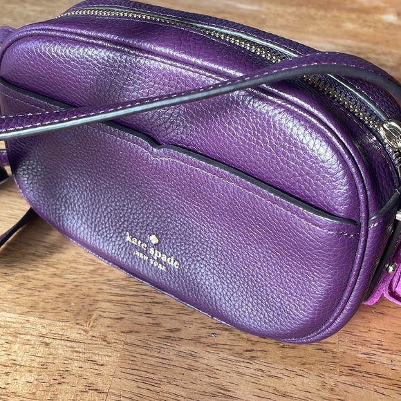 Kate Spade Baja Rose Purple Leather & Suede Camera Crossbody Bag - Picture 4 of 10